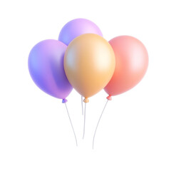 3D Colorful Marbled Balloons Floating on transparent background.