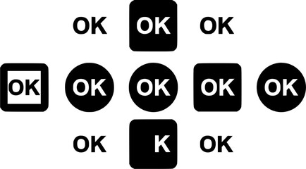 Various Shapes with 'OK' Text: A Compliance Concept Illustration