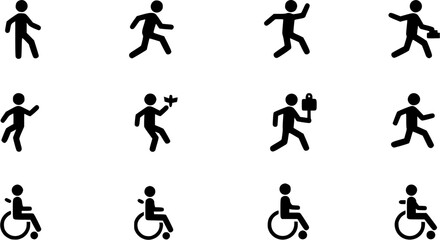 Naklejka premium Set of Different Stick Figure Icons
