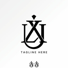 Logo design graphic concept creative premium vector stock image top sell letter LIU or ULI font line serif aesthetic art elegance style monogram brand