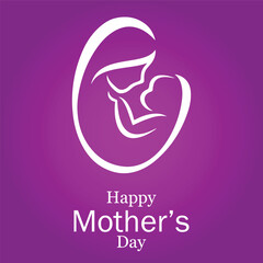 Vector illustration of mother's day. Mother holding baby in arms. Mother hugging her son. Happy mothers day.