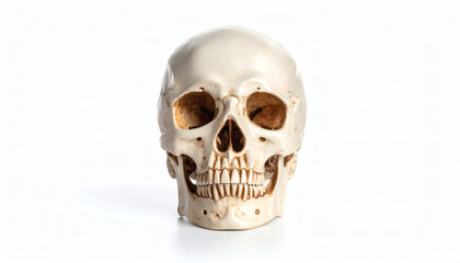 Fototapeta premium Isolated skull illustrated on white background in detailed artistic style for anatomy, Halloween, and gothic design concepts