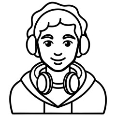 DJHeadphoneSVG line art vector