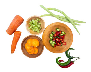 top view of fresh vegetable isolated on transparent background