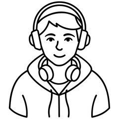 DJHeadphoneSVG line art vector