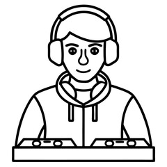 DJHeadphoneSVG line art vector