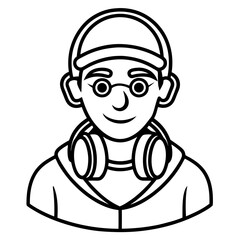 DJHeadphoneSVG line art vector