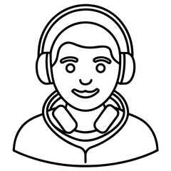 DJHeadphoneSVG line art vector