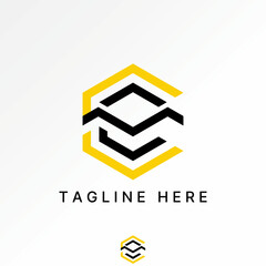 Logo design graphic concept creative premium vector stock image top sell initial CM or CCM font line hexagon motif pattern aesthetic decorative brand