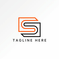 Logo design graphic concept creative premium vector stock image top sell initial S font line square motif 3D pattern aesthetic art flip monogram brand
