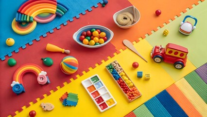 Colorful Children's Playroom with Toys and Educational Materials