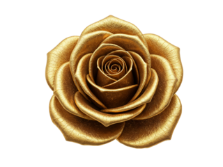 Luxurious golden rose petals with detailed texture isolated on transparent background