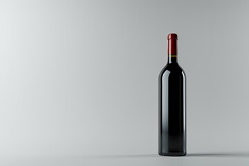 Detailed Color Image of Standing Wine Bottle Mockup on White Background