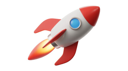 3D Cartoon Rocket with Minimalist Design