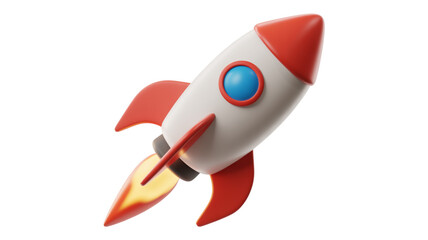 3D Cartoon Rocket with Minimalist Design