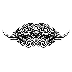 Symmetrical Tribal Tattoo Design with Intricate Swirls and Pointed Ends, A Bold Tribal Pattern with Flowing Shapes for Tattooing and Artistic Purposes
