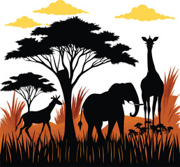 A diverse collection of stylized animal illustrations, showcasing creatures from land in a vibrant and friendly aesthetic