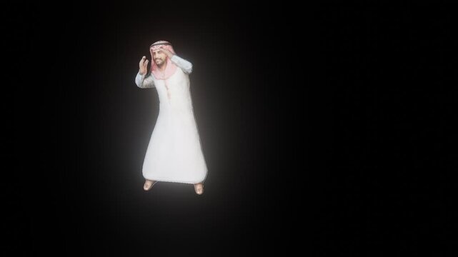 Football animation with arabian man character. For creating video content for YouTube, Instagram, social media, and more. Transparent background. PNG video file.