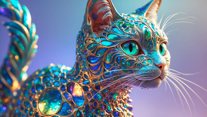 Enchanting Jewel-Encrusted Cat