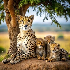 cheetah and cubs
