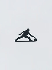 abstract minimalist simplified silhouette of basketball player dribbling the ball on the white background