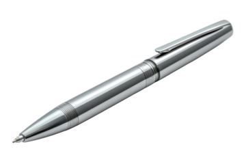 Chrome Pen Writing Instrument Stationery Elegant Metal Design Silver Pen Fine Point on transparent background