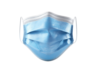 Blue pleated surgical mask with white ear loops image, Isolated, Transparent Png