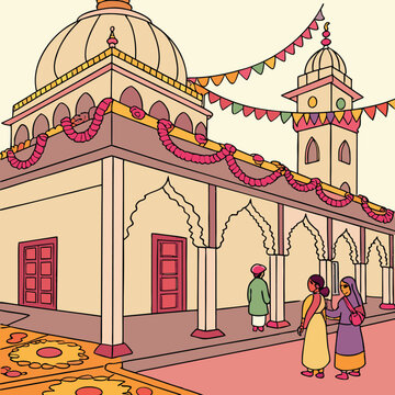 Temple Decorated For Diwali