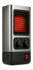 Obraz premium Compact infrared diesel heater with a vertical design and manual control knobs for small-scale construction projects.