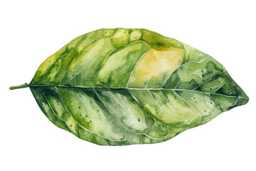 Naklejka premium Watercolor illustration of a leaf on a transparent background, perfect for nature designs, eco projects, and botanical art...