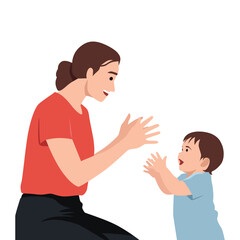 Mother Playing Hand Game with Her Baby.