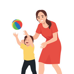 Mother and Child Playing with a Beach Ball.