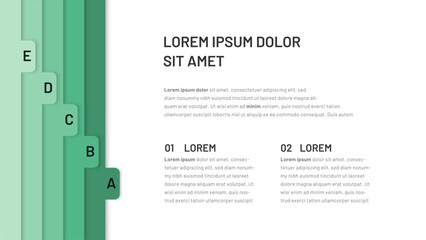 A five-step horizontal infographic template for a presentation slide. Modern infographics with five stages
