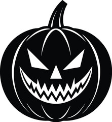 Sinister carved pumpkin face with a black outline for halloween celebrations