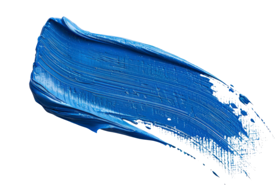 Blue brush stroke on a transparent background, perfect for graphic design, grunge textures, and modern artistic elements. - Powered by Adobe