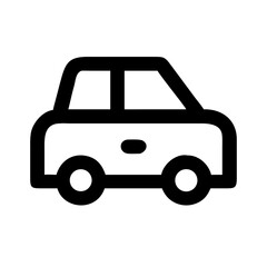Black Car Icon – Simple Flat Vehicle Symbol for Apps and Web Design, black line