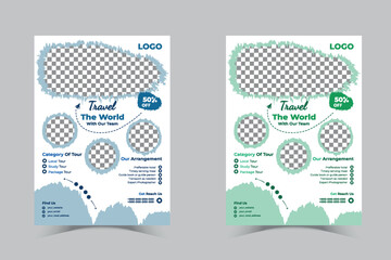 World travel flyer design template
