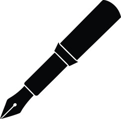 fountain pen icon silhouette on white background.eps