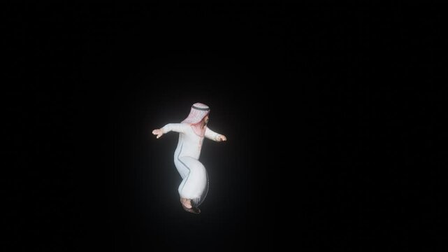 Football animation with arabian man character. For creating video content for YouTube, Instagram, social media, and more. Transparent background. PNG video file.