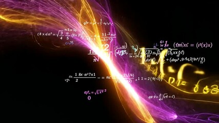 Abstract Mathematical Equations and Glowing Light Trails Video Background Loop - Powered by Adobe