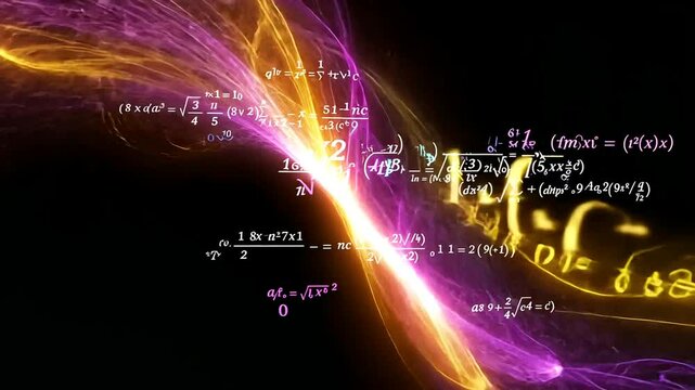 Abstract Mathematical Equations and Glowing Light Trails Video Background Loop - Powered by Adobe