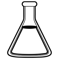Erlenmeyer flask line art vector
