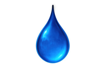 Obraz premium Realistic blue water drop with transparent background, ideal for projects related to water, purity, and nature