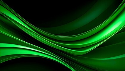 Naklejka premium Neon-style abstract green stripes flowing like ribbons