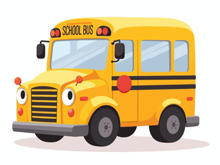 Cute Cartoon School Bus Clipart Fun Expressions Emotions
