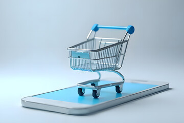 shopping cart icons,parcel box on mobile phone from online shopping