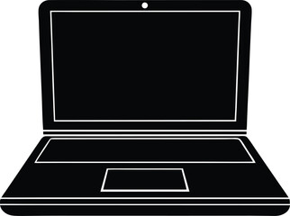 laptop for online learning icon silhouette on whit (1).eps