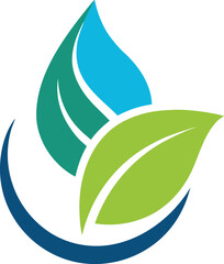 leaf and water creative logo icon on white backgro.eps