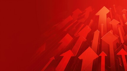 Fototapeta premium Dynamic Red Growth Background with Rising Arrows: Digital Wealth Trend Illustration for FinTech Presentations and UI Design 