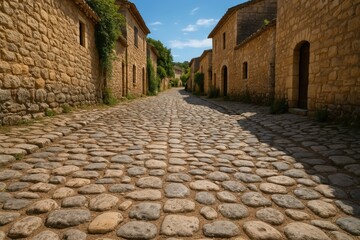 Fototapeta premium Ancient Pathway Through a Remote Village Featuring a Rugged Trail to Scenic Spots